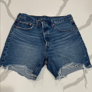 Levi's Blue Distressed Jean Shorts size W32